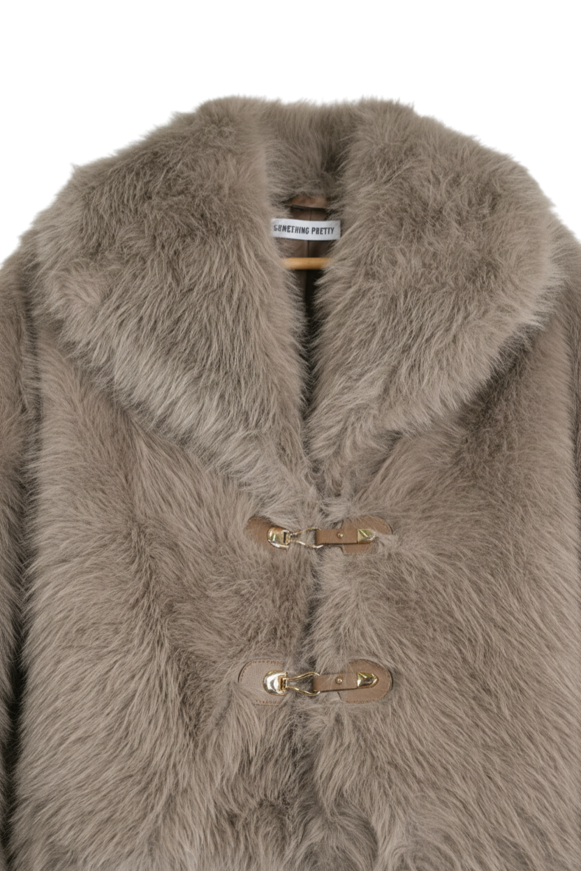 Mocha Toggle Faux Fur Jacket