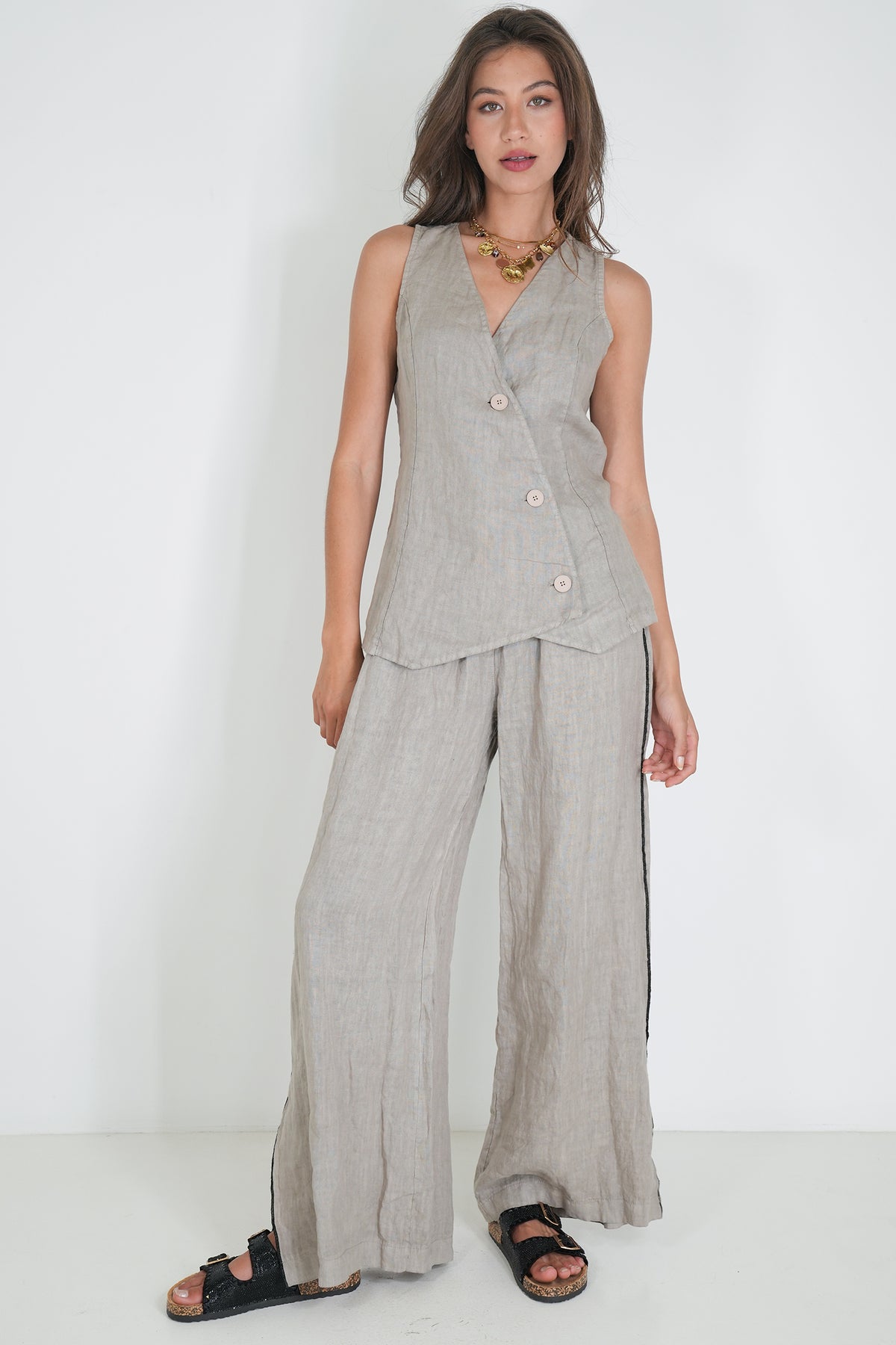 Taupe Linen Waistcoat