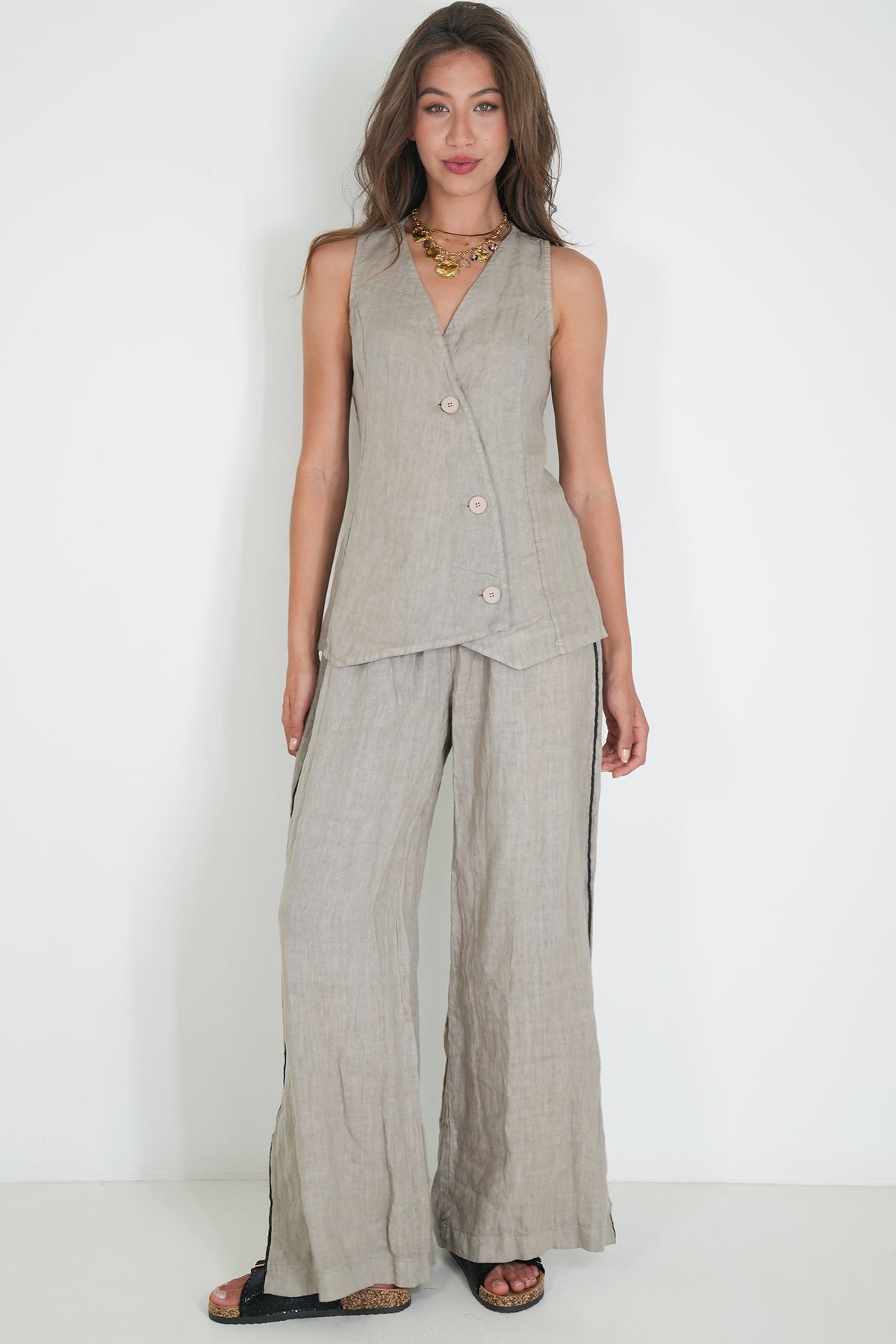 Taupe Stella Linen Pant