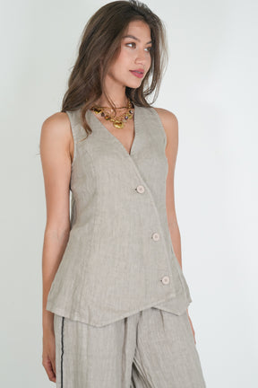 Taupe Linen Waistcoat