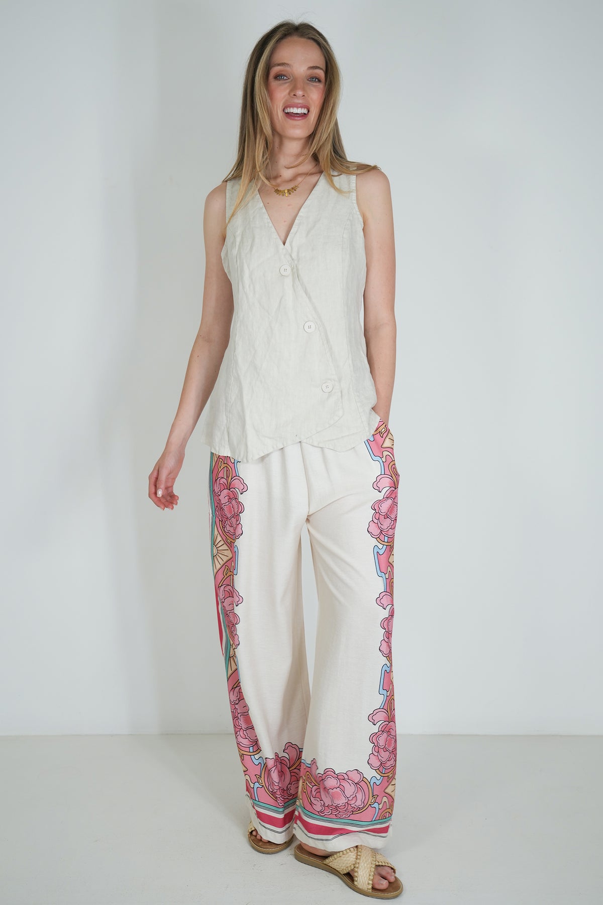 Cream Linen Waistcoat