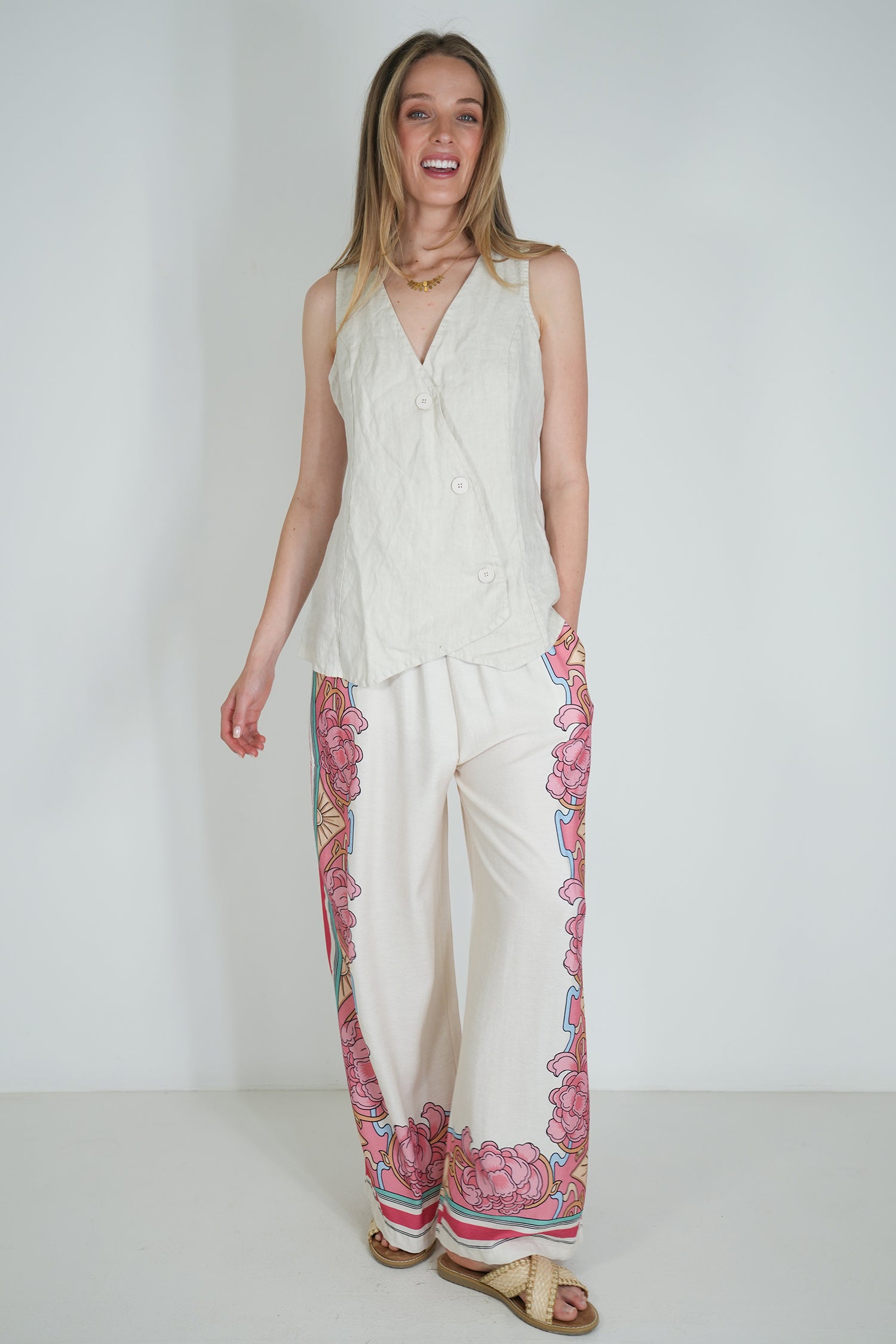 Cream Linen Waistcoat