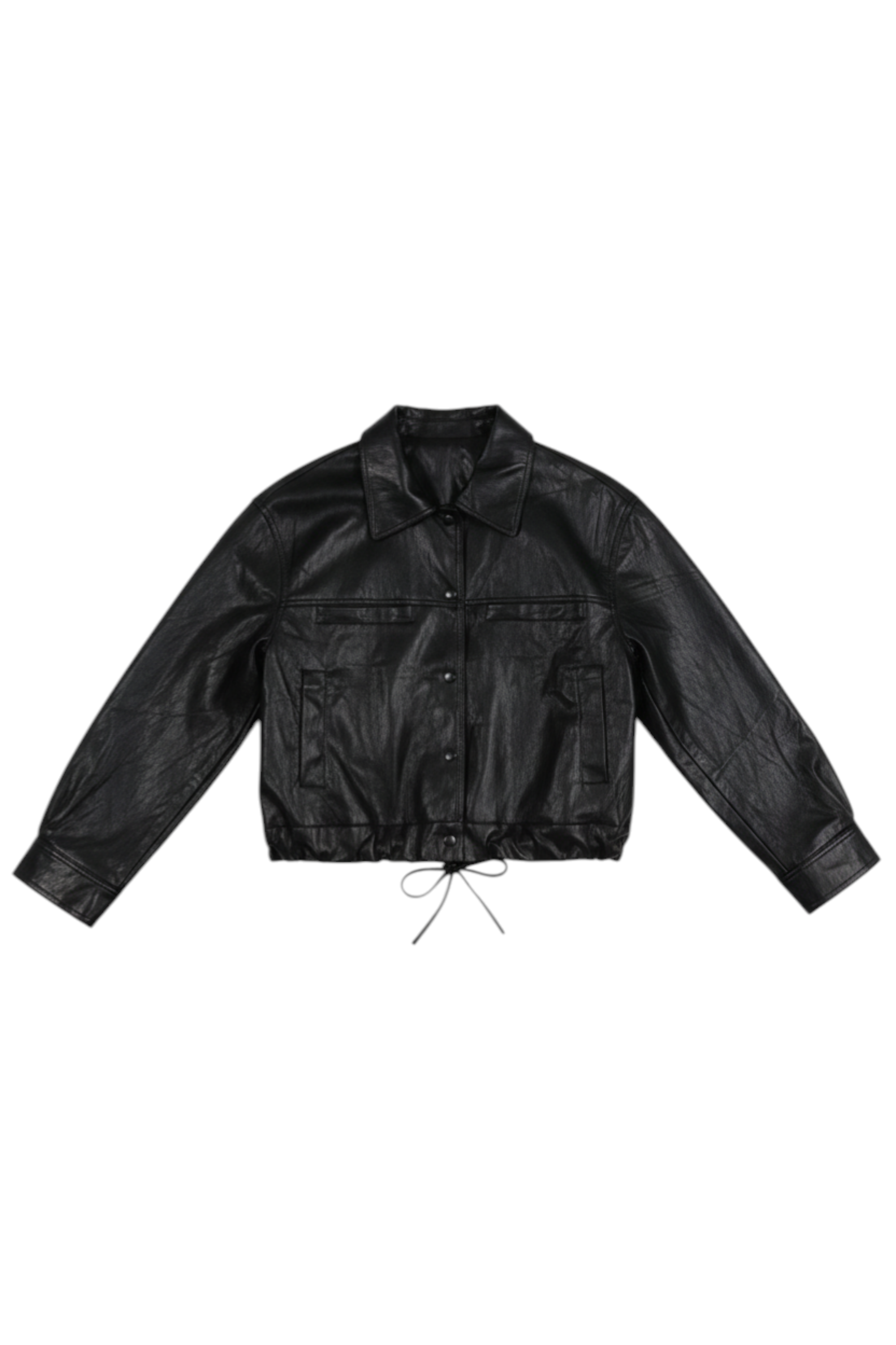 Black leather jacket on a white background