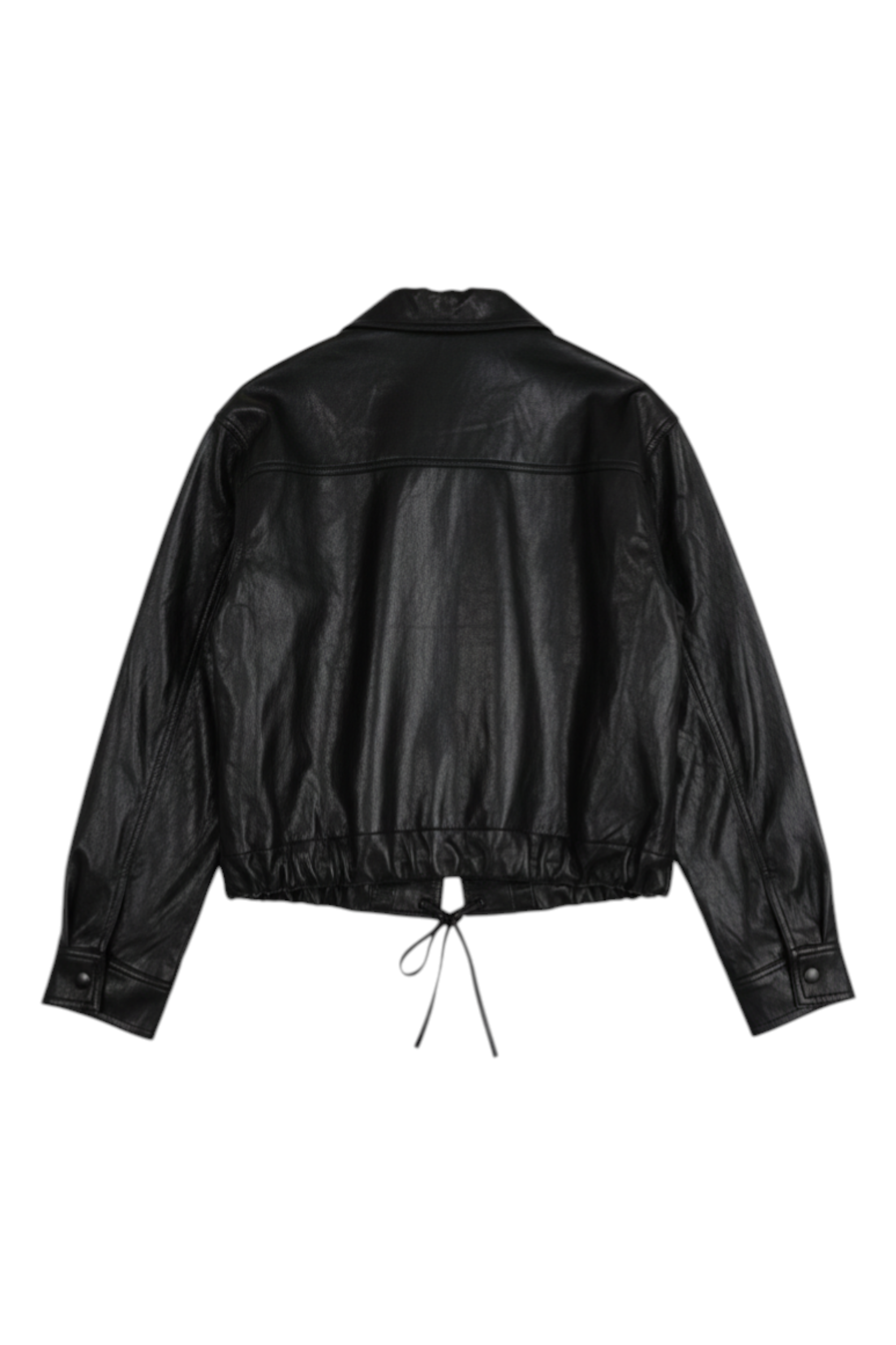 Black leather jacket on a white background