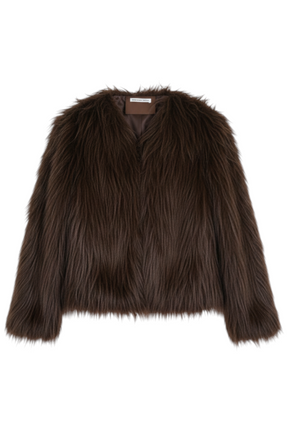 Chocolate Shaggy Faux Fur Jacket