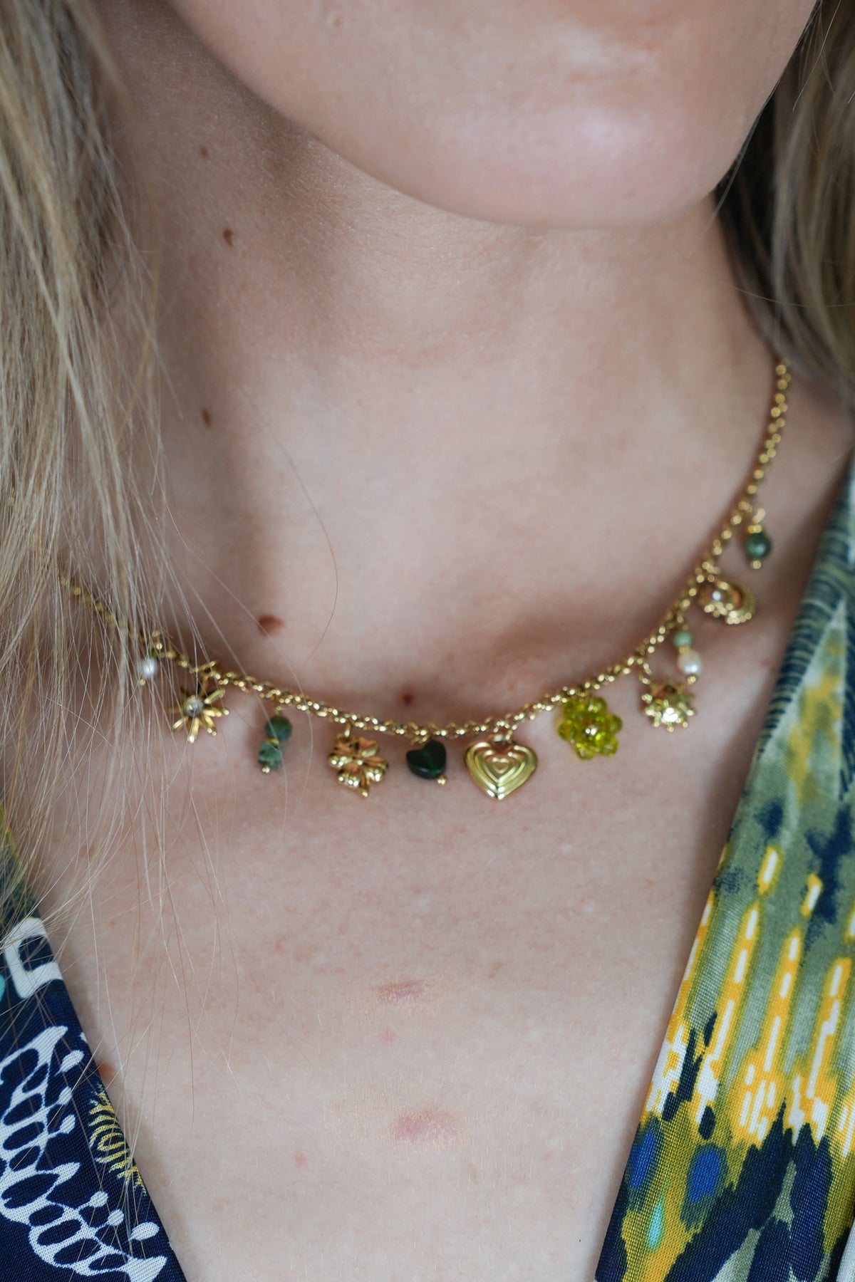 Green Heart Charm Necklace