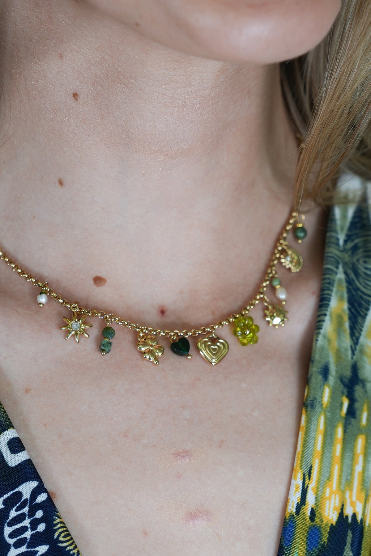 Green Heart Charm Necklace