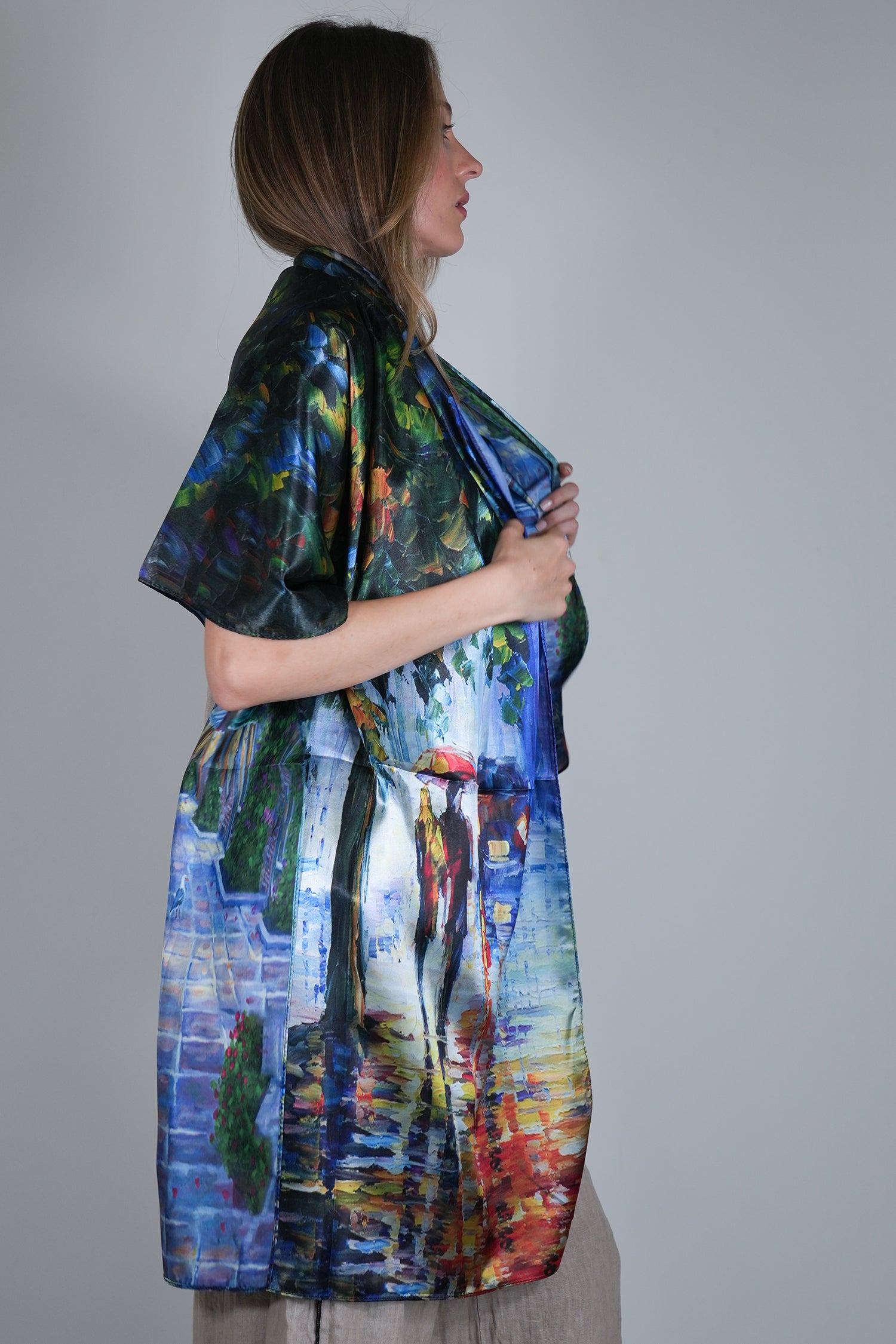 Cobalt Floral Reversible Silk Scarf