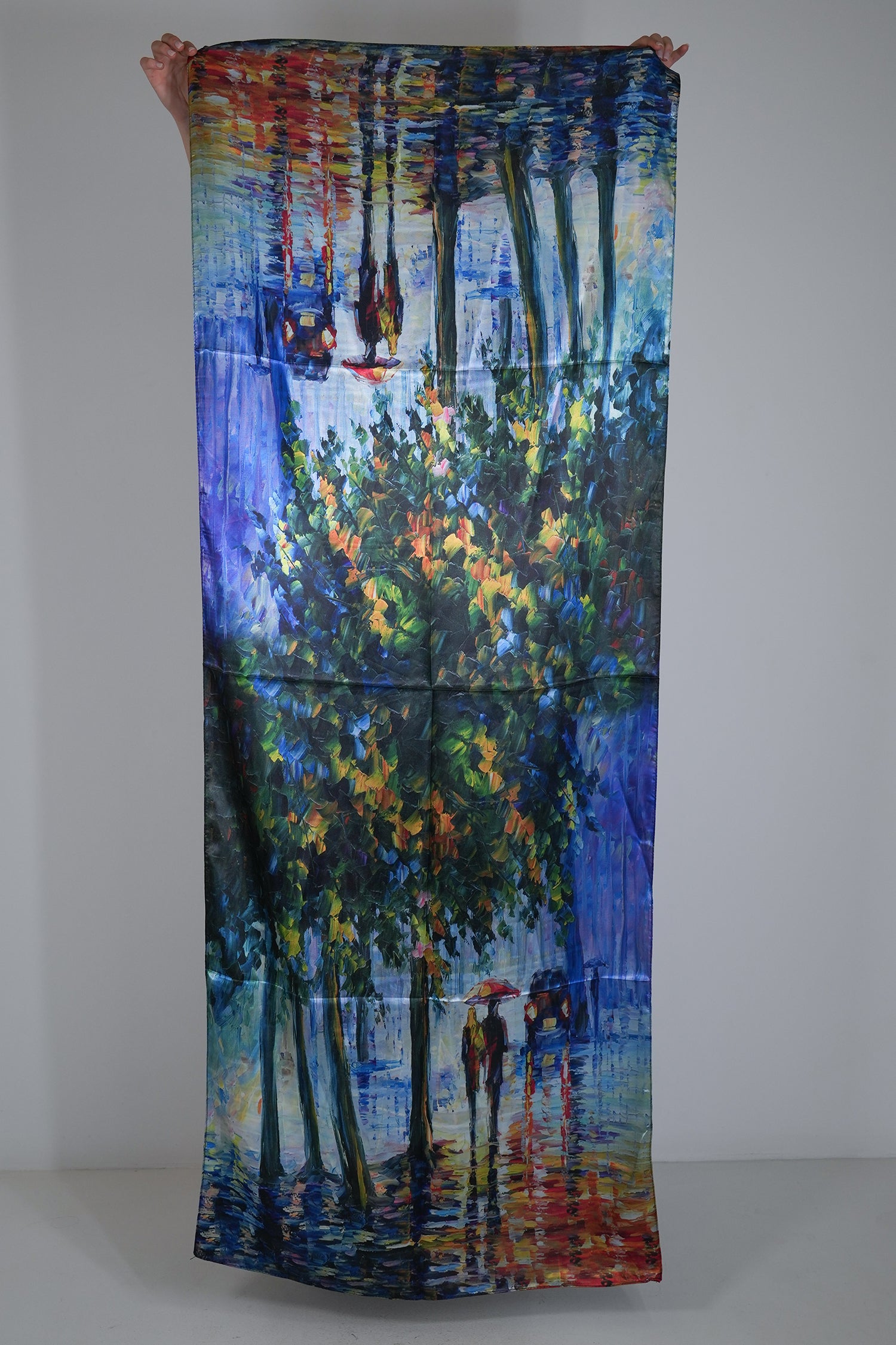 Cobalt Floral Reversible Silk Scarf