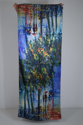 Cobalt Floral Reversible Silk Scarf