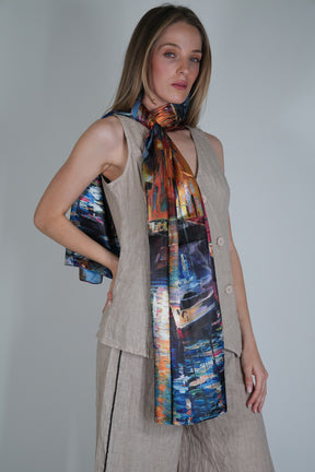Boat Reversible Silk Scarf