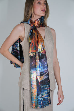 Boat Reversible Silk Scarf
