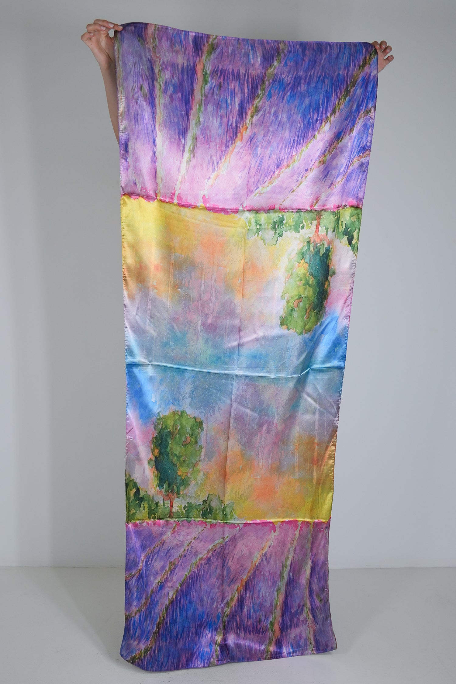 Lilac Abstract Reversible Silk Scarf