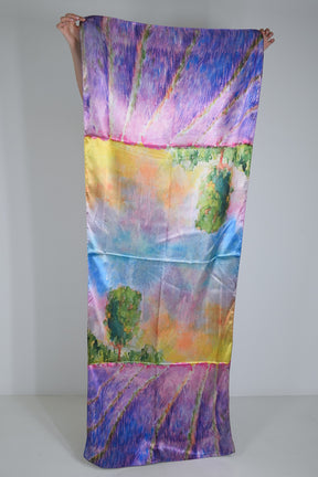 Lilac Abstract Reversible Silk Scarf