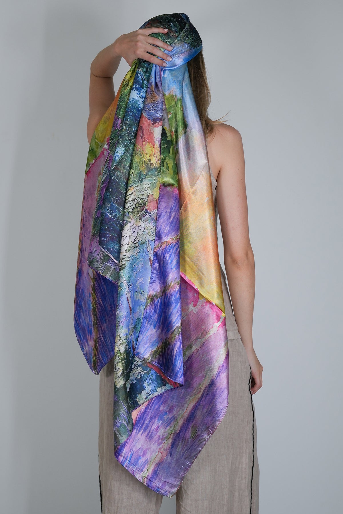 Lilac Abstract Reversible Silk Scarf