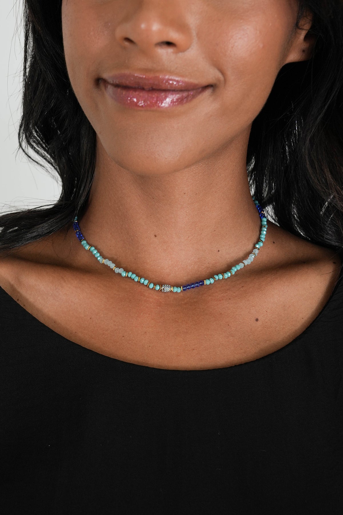 Turquoise and Cobalt Simona Necklace