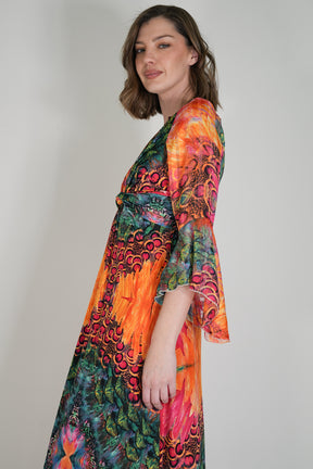 Multicolour Knot Dress With Sleeves