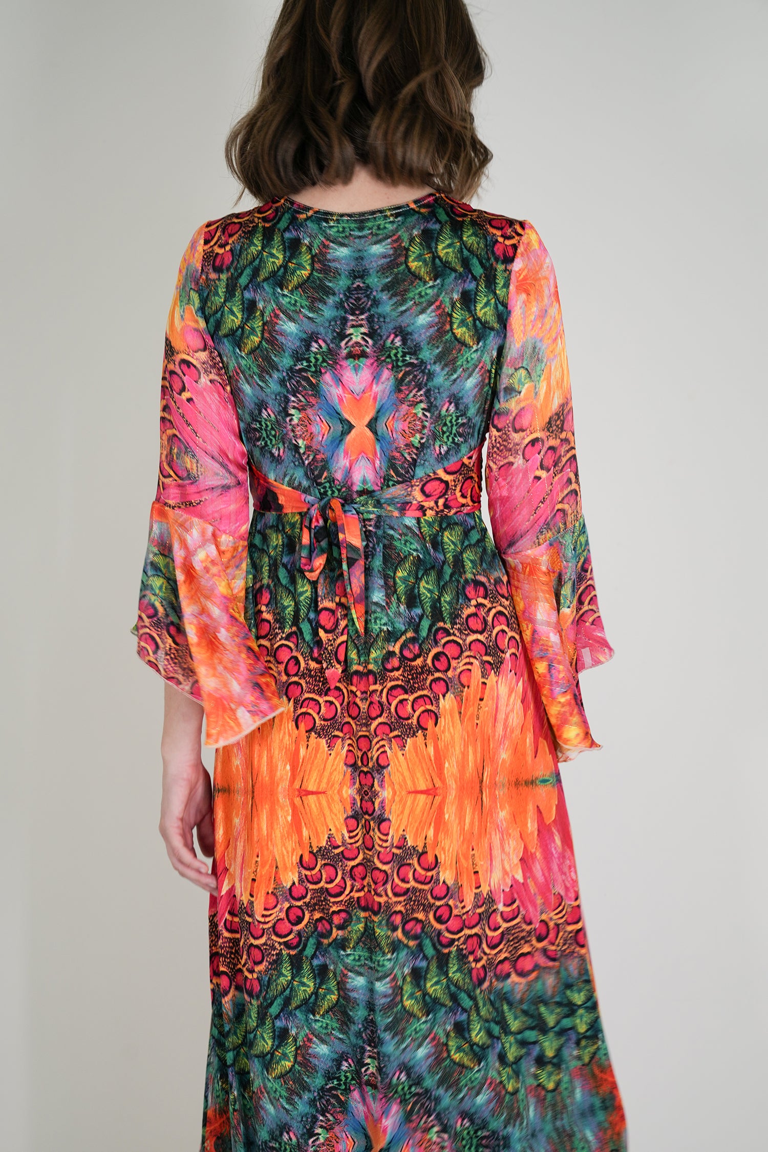 Multicolour Knot Dress With Sleeves