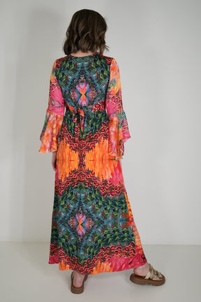 Multicolour Knot Dress With Sleeves