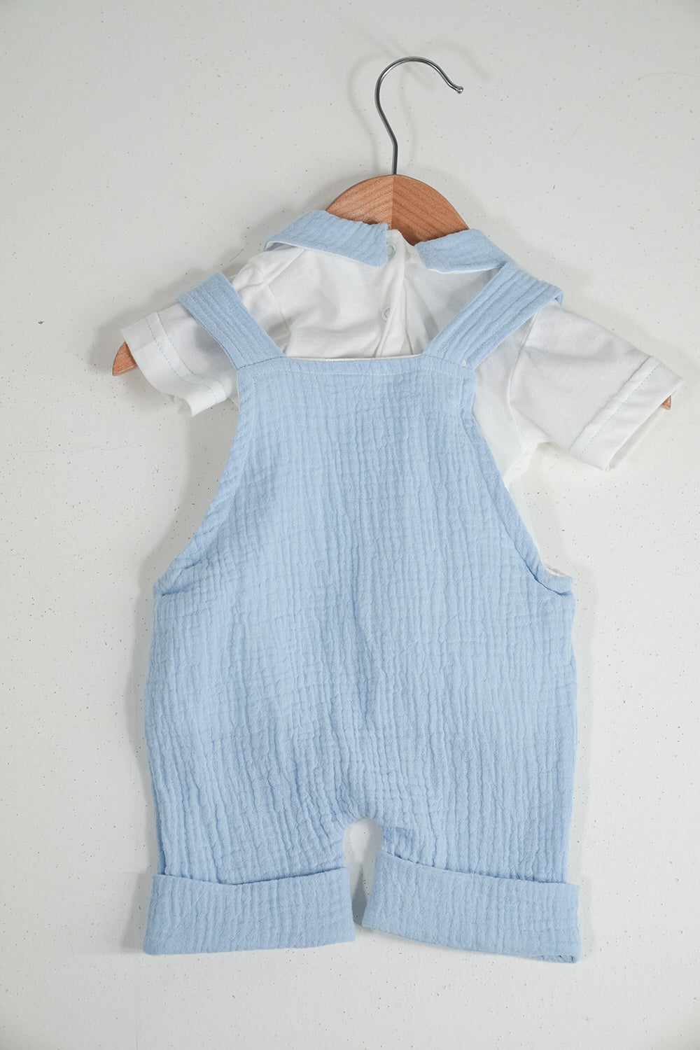 Blue Dungaree Romper Set