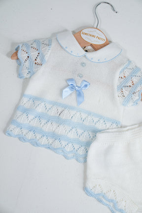 Blue White Summer Knit Set
