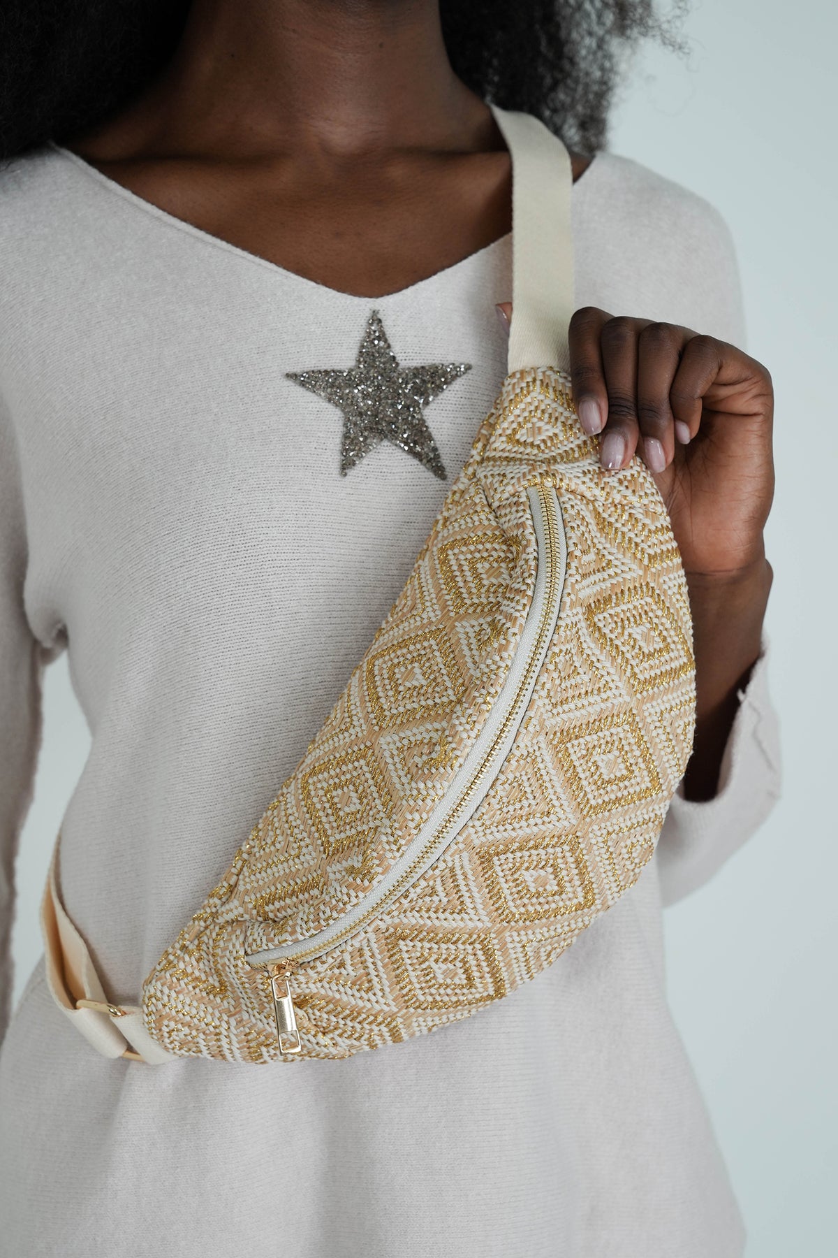 Beige Tapestry Moonbag