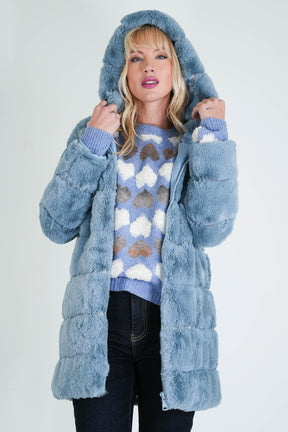 Blue Faux Fur Coat
