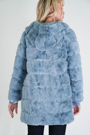 Blue Faux Fur Coat