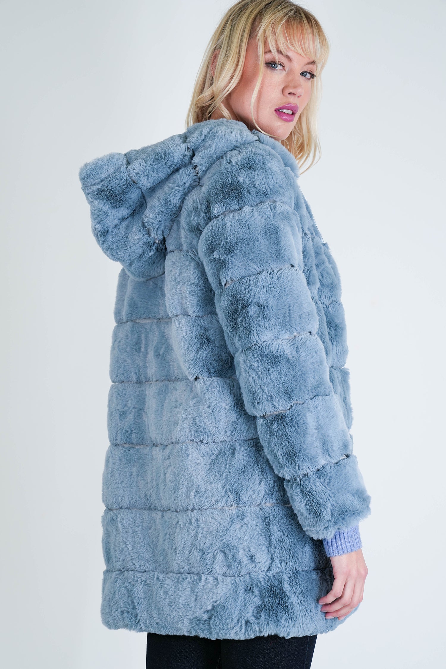 Blue Faux Fur Coat
