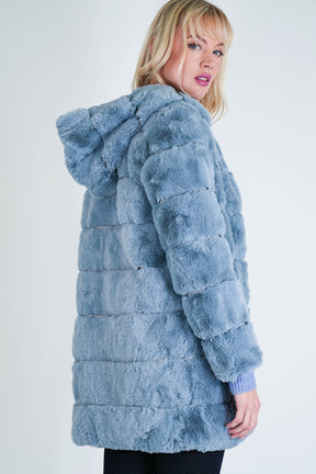 Blue Faux Fur Coat