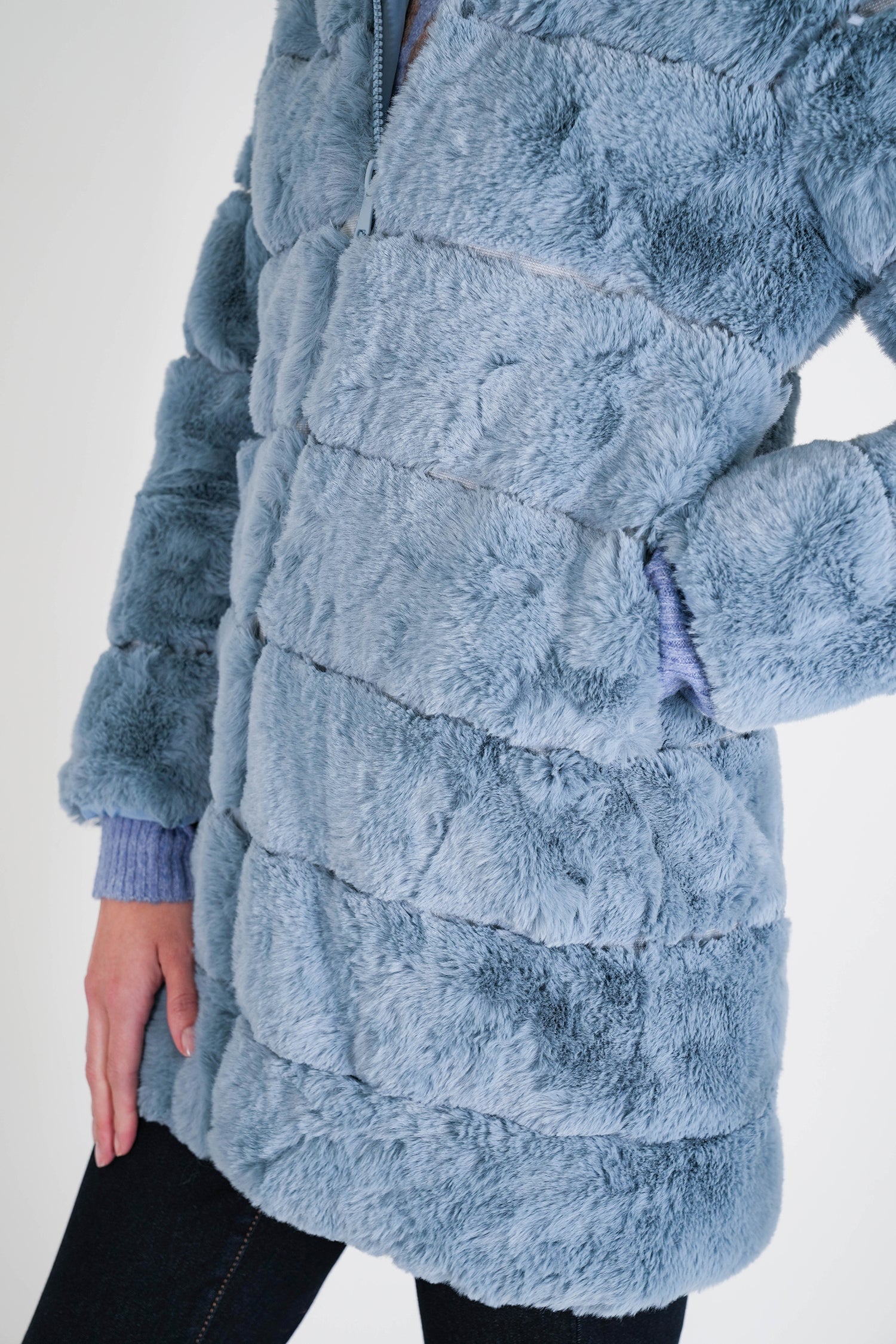 Blue Faux Fur Coat