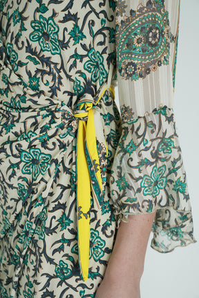 Green and Yellow Eliza Wrap Dress