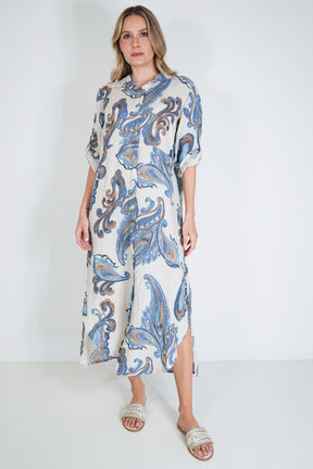 Cream Tatum Linen Dress