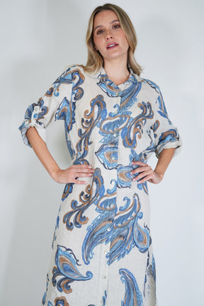 Cream Tatum Linen Dress