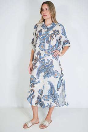 Cream Tatum Linen Dress