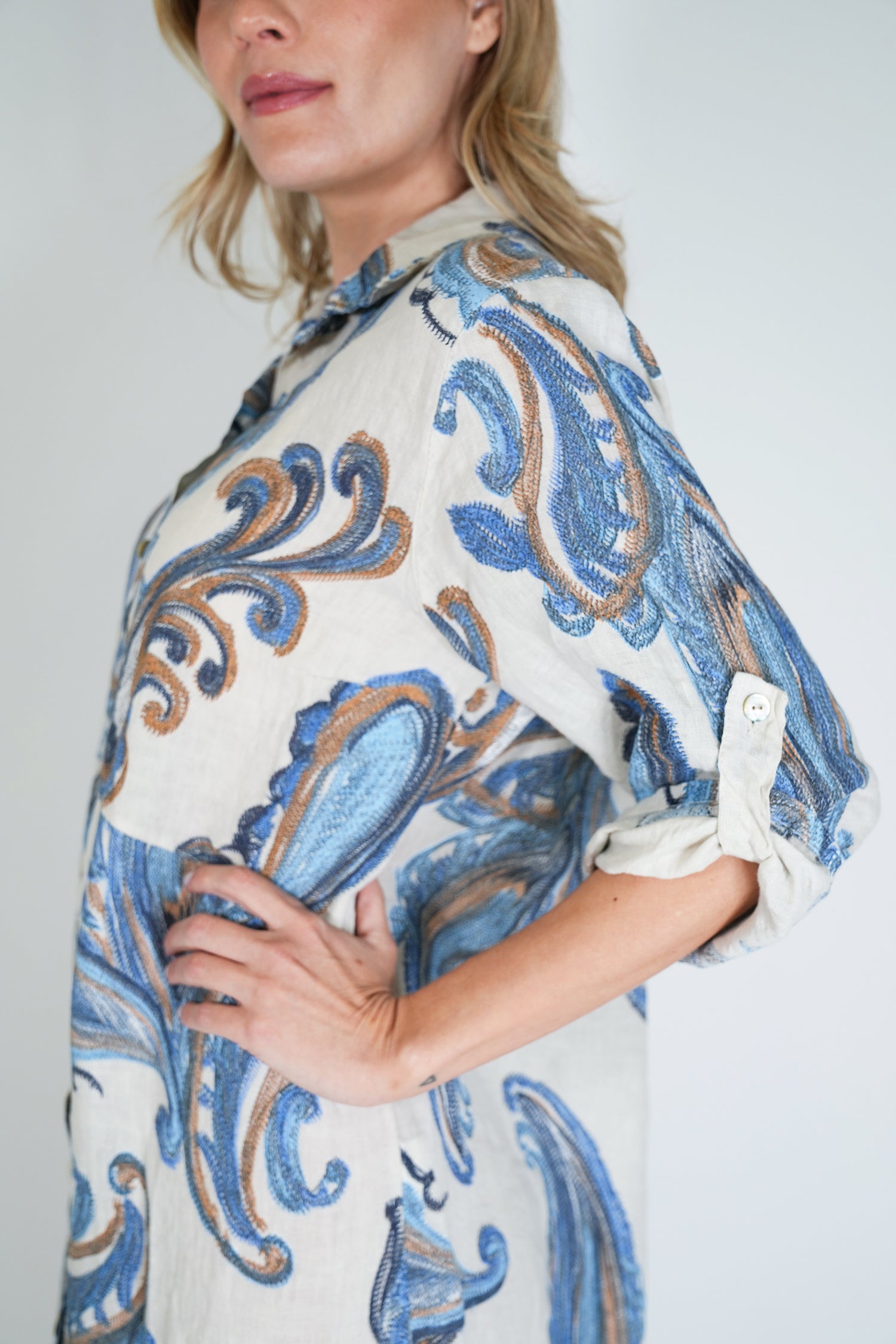 Cream Tatum Linen Dress