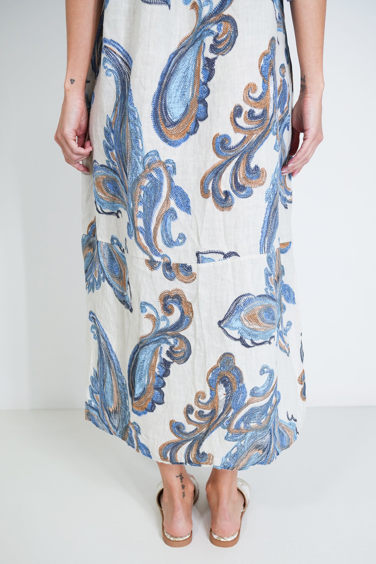 Cream Tatum Linen Dress