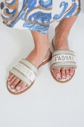 Gold J'adore sandal
