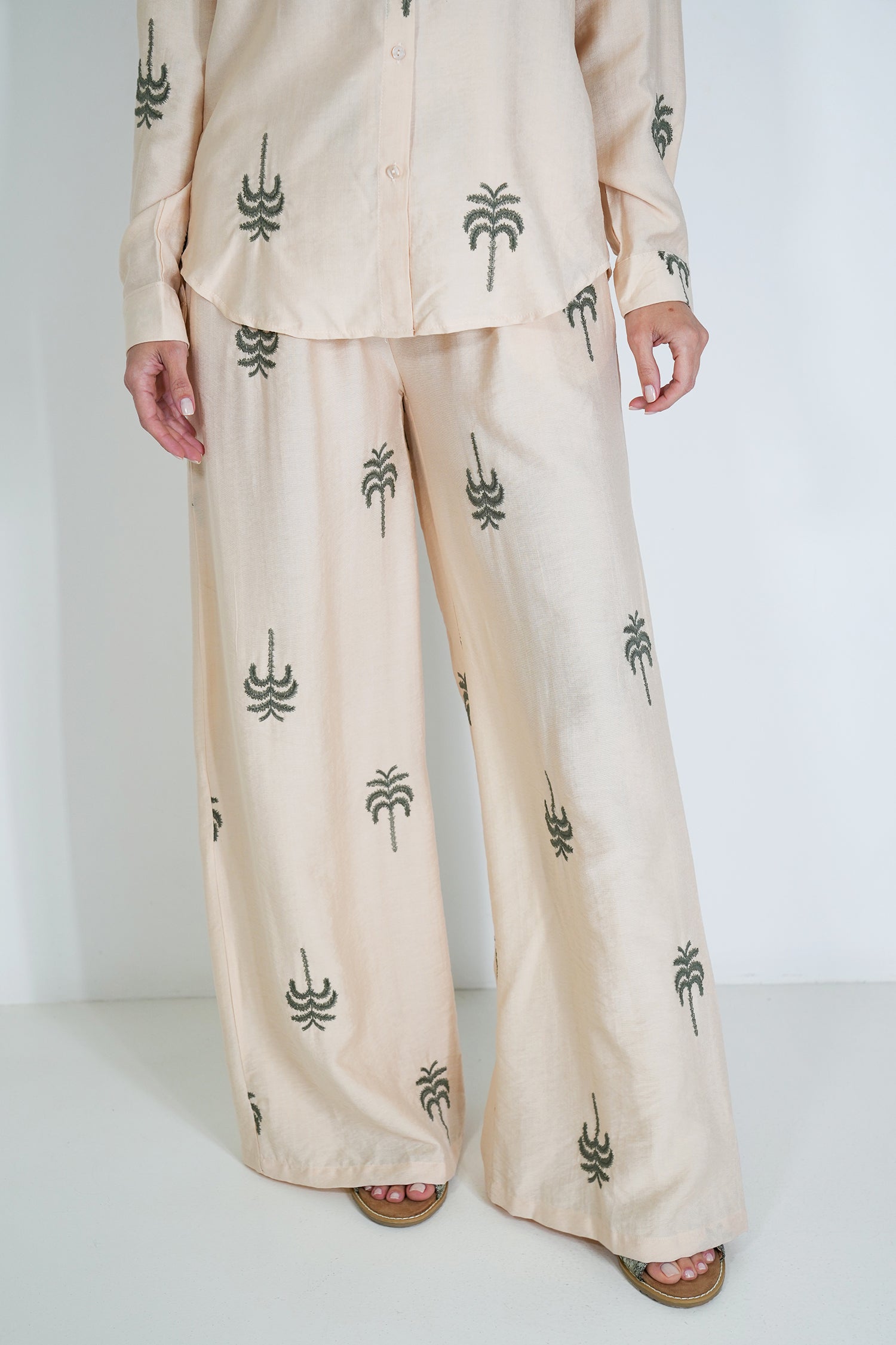 Cream Palm Pant