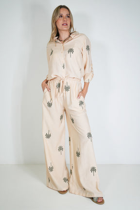 Cream Palm Pant