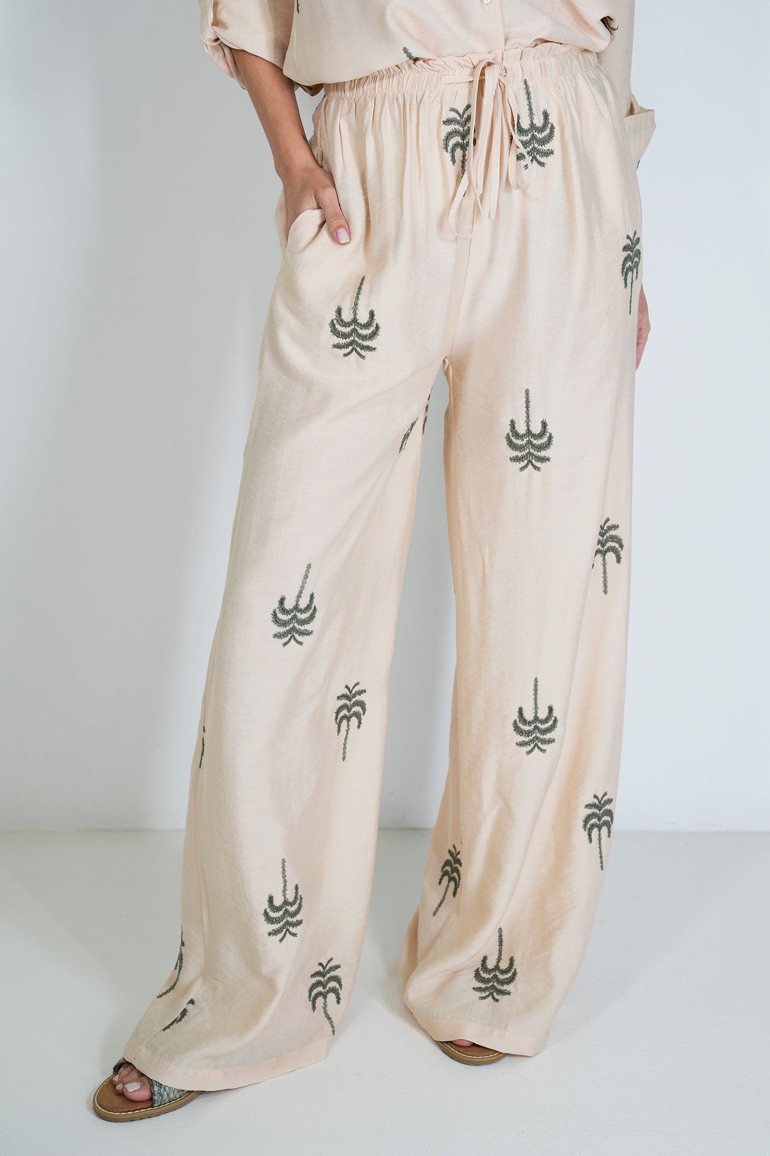 Cream Palm Pant