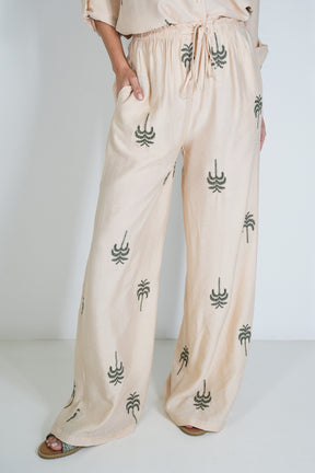 Cream Palm Pant