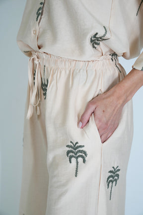 Cream Palm Pant