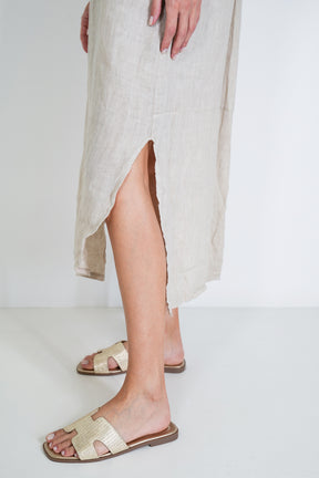 Cream Linen Shirt Dress