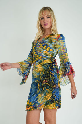Colourful Peacock Eliza Wrap Dress