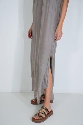 Taupe Silk Strap Dress