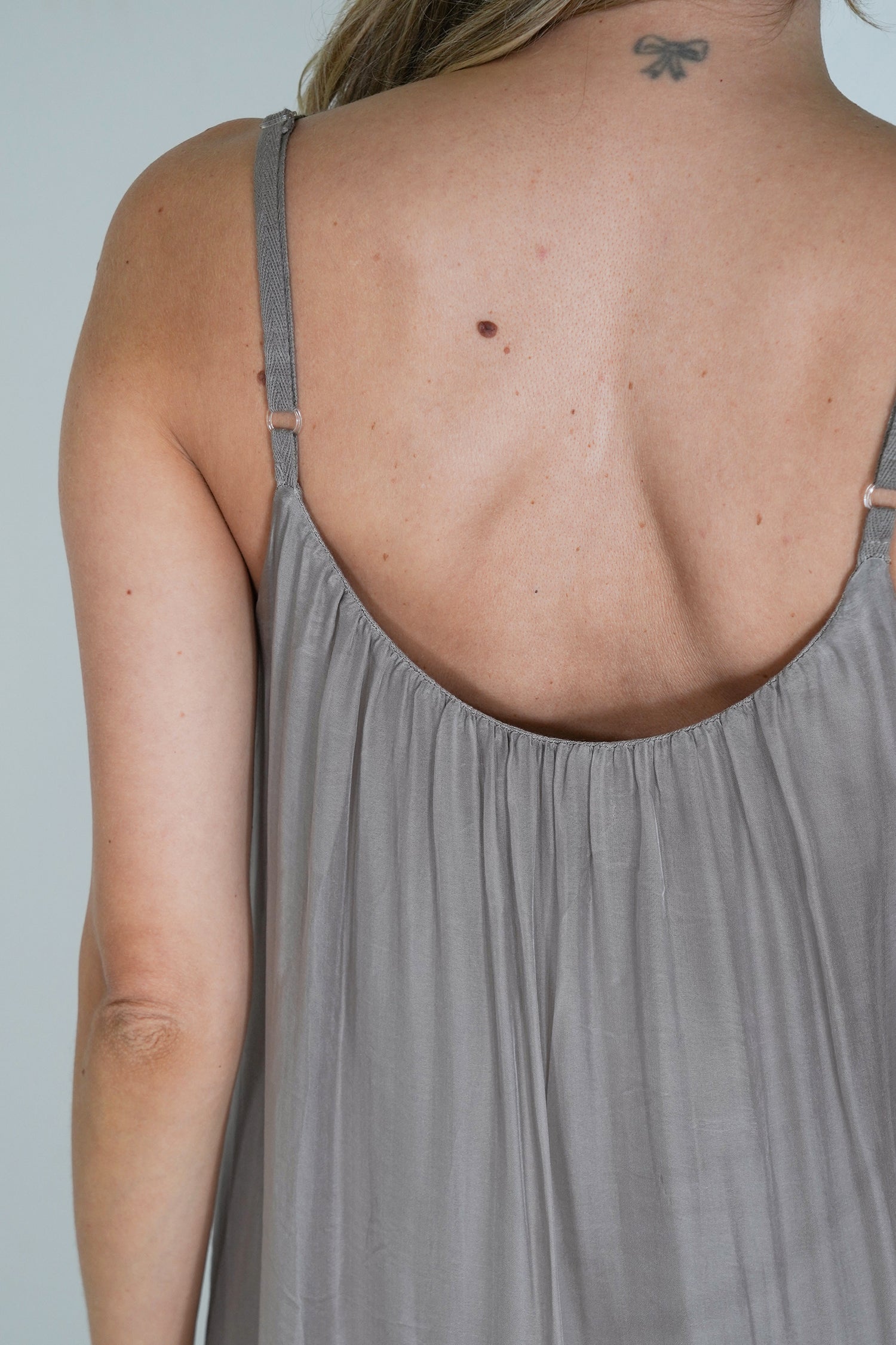 Taupe Silk Strap Dress