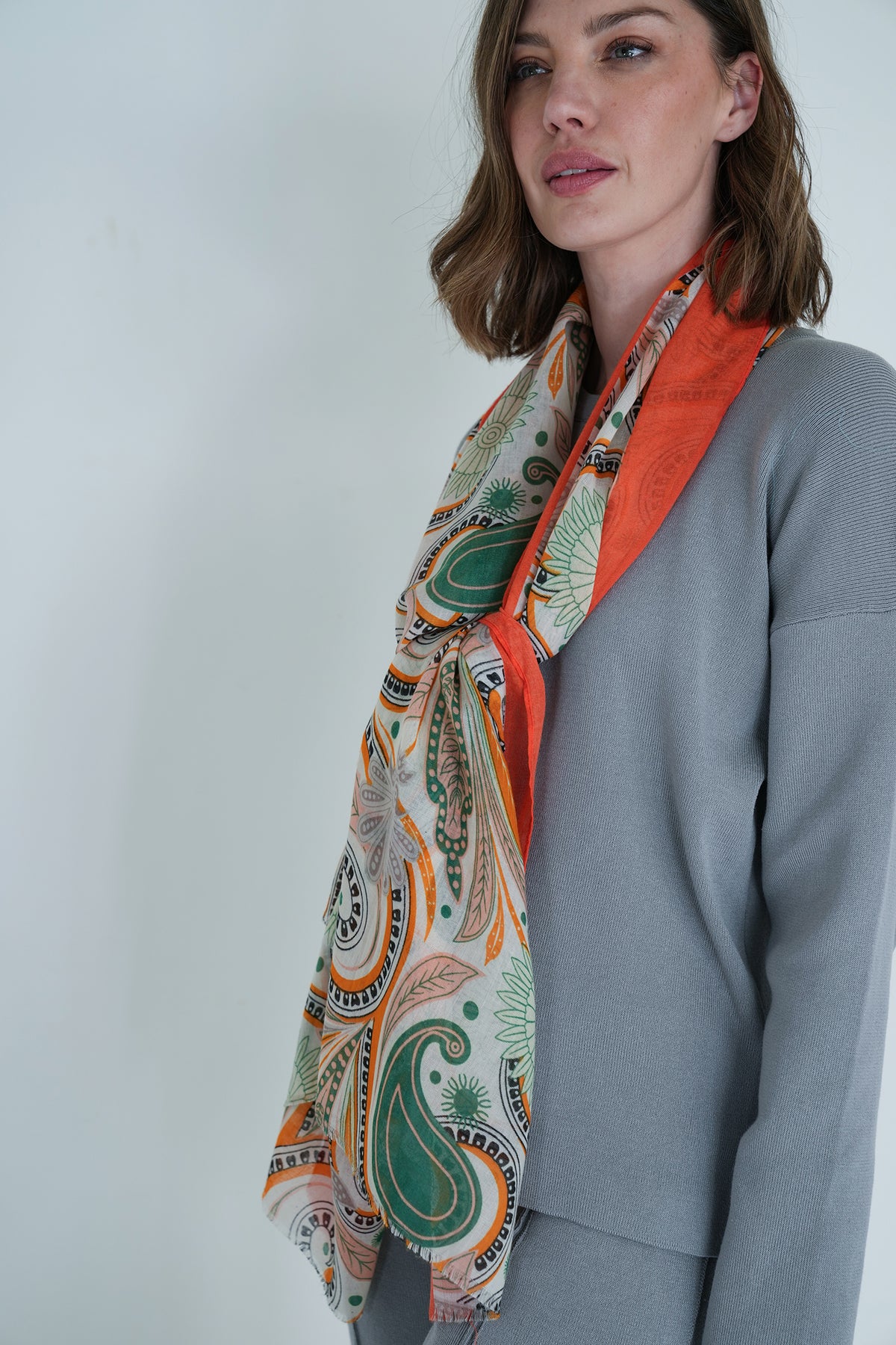 Orange Paisley Scarf