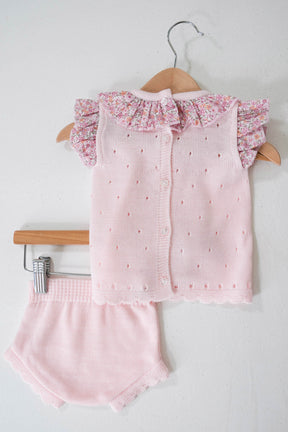 Peach Frilly Knit Set