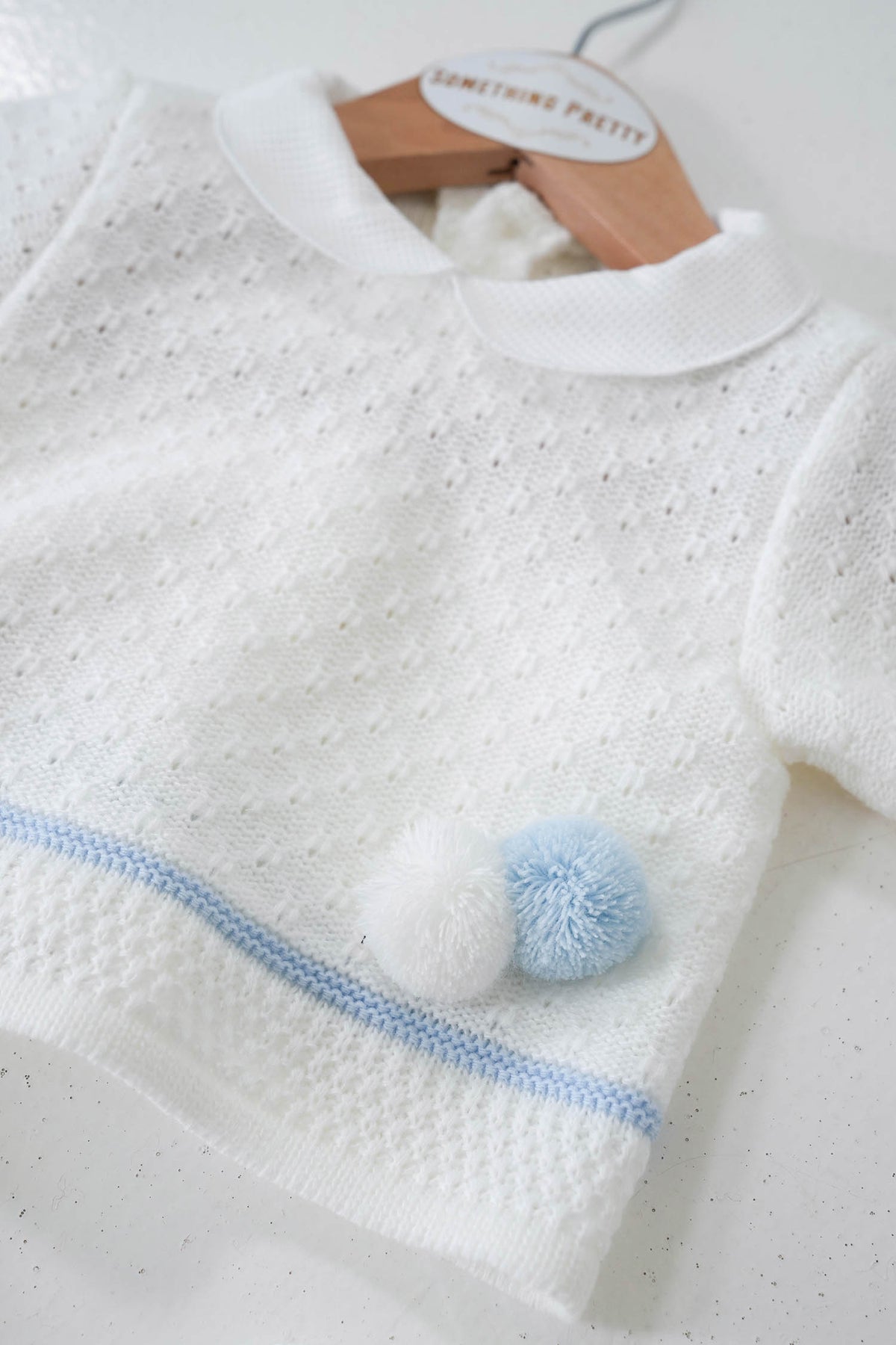 White Blue Starter Knit Set